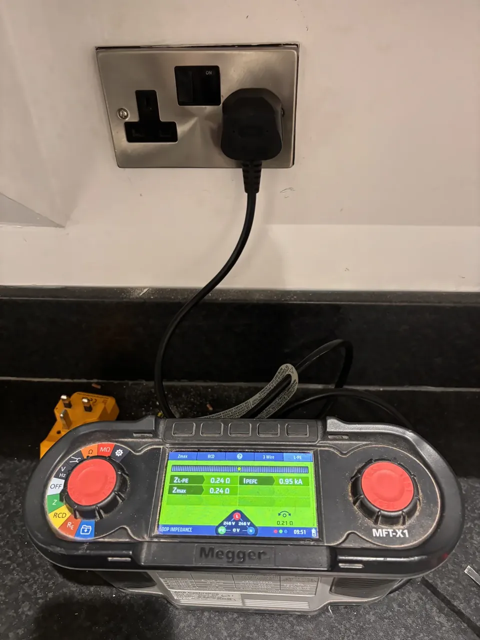 Socket circuit tested during an EICR in Solihull